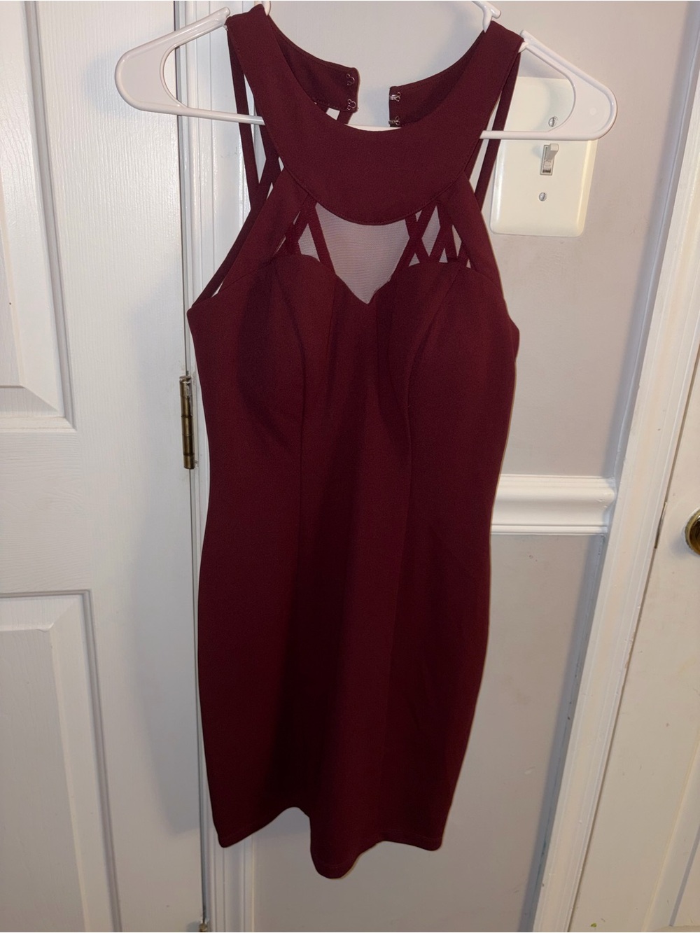 Wine Red Halter Mini Dress